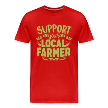 Support Your Local Farmer Bauer Landwirt - Männer Premium Bio T-Shirt - Rot - Vorne - Damien (186cm)