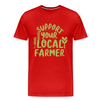 Support Your Local Farmer Bauer Landwirt - Männer Premium Bio T-Shirt - Rot - Vorne - Damien (186cm)