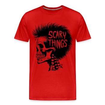 Scary Things - Skull Totenkopf - Männer Premium Bio T-Shirt - Rot - Vorne - Damien (186cm)