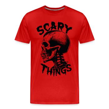 Scary Things - Skull Totenkopf - Männer Premium Bio T-Shirt - Rot - Vorne - Damien (186cm)