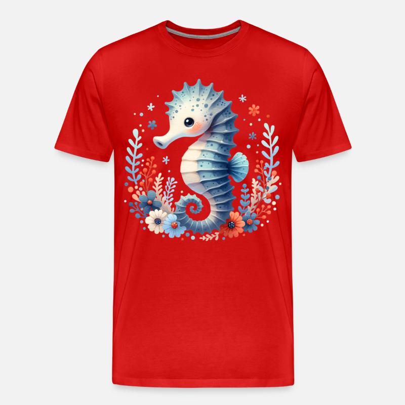 Seepferd Seepferdchen - Männer Premium Bio T-Shirt - Rot