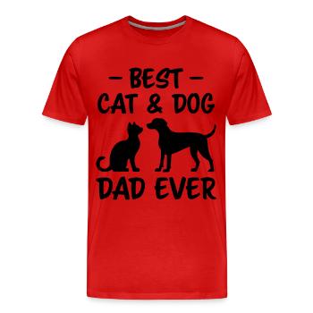 Katze und Hund Spruch Lustiges Haustier Geschenk - Männer Premium Bio T-Shirt - Rot - Vorne - Damien (186cm)