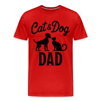 Katze und Hund Spruch Lustiges Haustier Geschenk - Männer Premium Bio T-Shirt - Rot - Vorne - Damien (186cm)