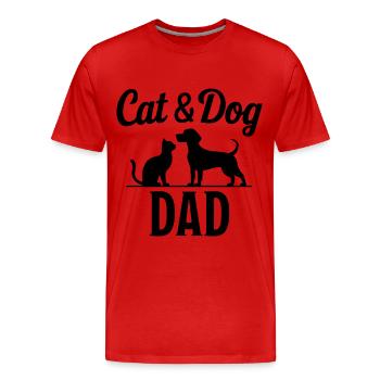 Katze und Hund Spruch Lustiges Haustier Geschenk - Männer Premium Bio T-Shirt - Rot - Vorne - Damien (186cm)