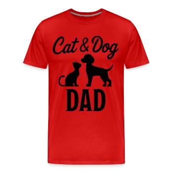 Katze und Hund Spruch Lustiges Haustier Geschenk - Männer Premium Bio T-Shirt - Rot - Vorne - Damien (186cm)