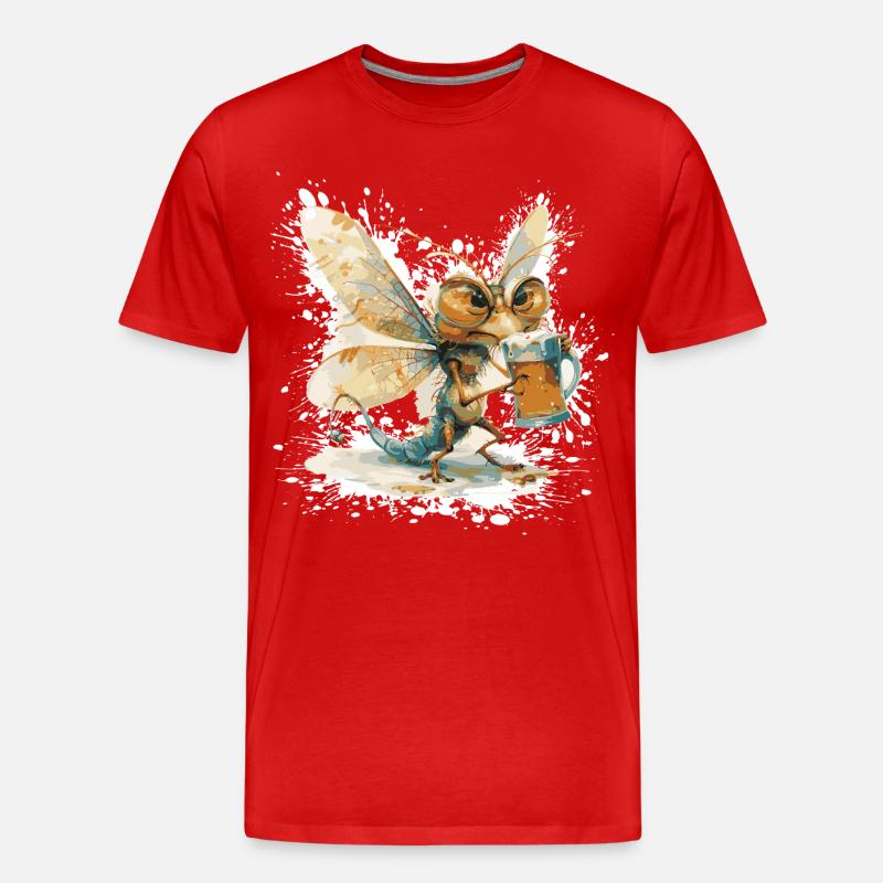Libelle Bier Lustig - Männer Premium Bio T-Shirt - Rot