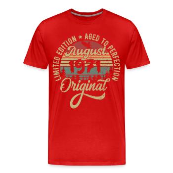 August 1971 Geburtstagsgeschenk August 1971 August - Männer Premium Bio T-Shirt - Rot - Vorne - Damien (186cm)