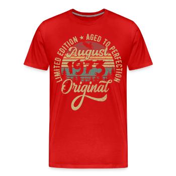 August 1973 Geburtstagsgeschenk August 1973 August - Männer Premium Bio T-Shirt - Rot - Vorne - Damien (186cm)