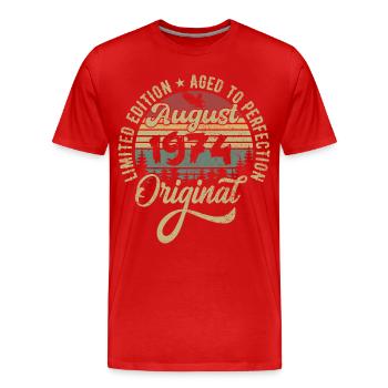August 1974 Geburtstagsgeschenk August 1974 August - Männer Premium Bio T-Shirt - Rot - Vorne - Damien (186cm)