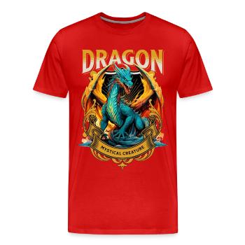 Dragon Fantasy Magic Mysticism Mythology Creature - Men's Premium Organic T-Shirt - red - Front - Damien (186cm)