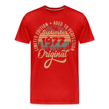 48. Geburtstag September 1977 - 48 Jahre alt - Männer Premium Bio T-Shirt - Rot - Vorne - Damien (186cm)