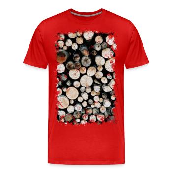 HOLZ - Männer Premium Bio T-Shirt - Rot - Vorne - Damien (186cm)