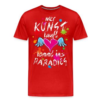 14 Wer Kunst kauft kommt ins Paradies Herz Flügel - Männer Premium Bio T-Shirt - Rot - Vorne - Damien (186cm)