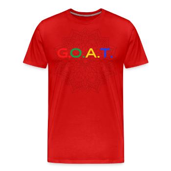 G.O.A.T Lettering Design (Colorful) - Men's Premium Organic T-Shirt - red - Front - Damien (186cm)