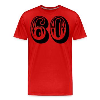 60 ans Numéro 60 anniversaire - T-shirt bio Premium Homme - rouge - Devant - Damien (186cm)
