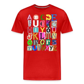 Alphabet and hidden message - Men's Premium Organic T-Shirt - red - Front - Damien (186cm)