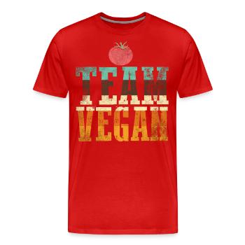 Vegan Essen Veganer - Männer Premium Bio T-Shirt - Rot - Vorne - Damien (186cm)
