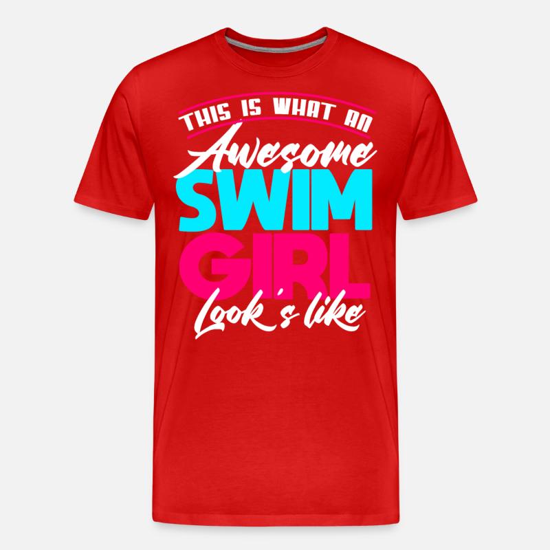 Schwimmen Mädchen - Männer Premium Bio T-Shirt - Rot