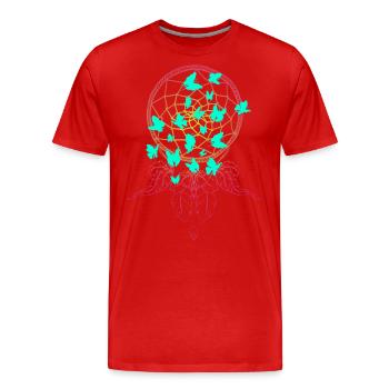 Butterflies in the dream catcher - Men's Premium Organic T-Shirt - red - Front - Damien (186cm)