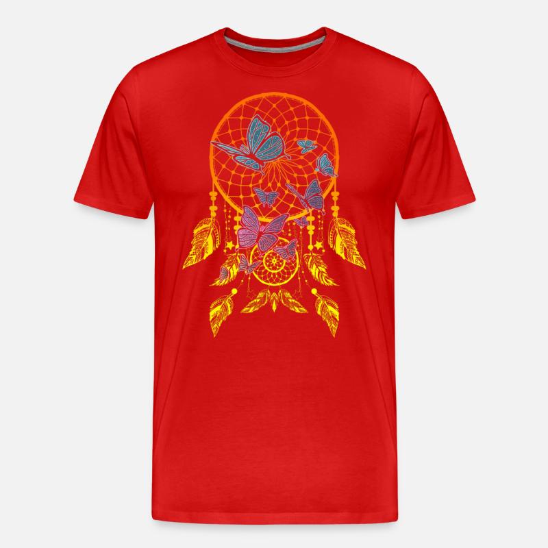 Schmetterlinge im Traumfänger - Männer Premium Bio T-Shirt - Rot