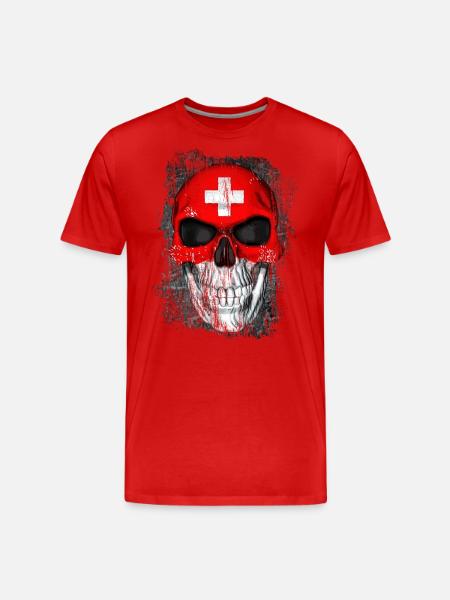 Totenkopf Schweiz - Männer Premium Bio T-Shirt - Rot