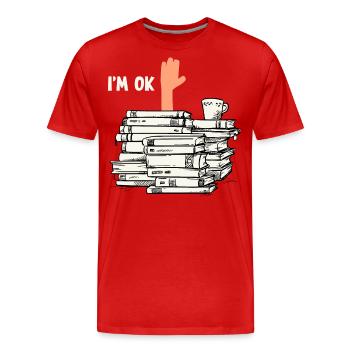 Lire des livres - T-shirt bio Premium Homme - rouge - Devant - Damien (186cm)