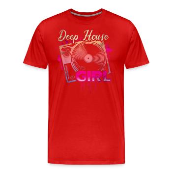 Deep House Music Girl Disc Jockey - T-shirt bio Premium Homme - rouge - Devant - Damien (186cm)