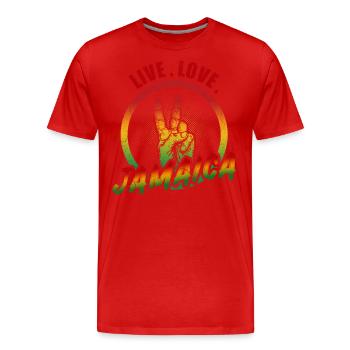 Jamaïque Amour Jamaïque - T-shirt bio Premium Homme - rouge - Devant - Damien (186cm)