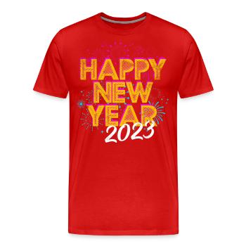 Happy New Year 2023 New Year's Eve New Year - Men's Premium Organic T-Shirt - red - Front - Damien (186cm)