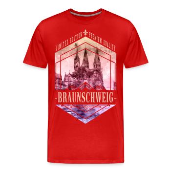 Braunschweig Allemagne City Skyline Accueil - T-shirt bio Premium Homme - rouge - Devant - Damien (186cm)