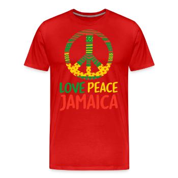 Jamaïque Amour Jamaïque - T-shirt bio Premium Homme - rouge - Devant - Damien (186cm)