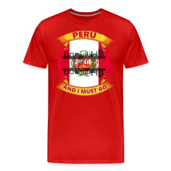 Drapeau du Pérou - T-shirt bio Premium Homme - rouge - Devant - Damien (186cm)