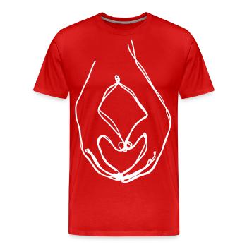 Hände in Herzform - Männer Premium Bio T-Shirt - Rot - Vorne - Damien (186cm)