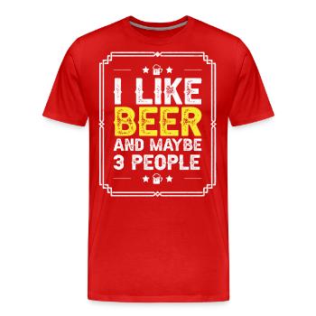 Bière Amateurs de bière buvant de l’alcool - T-shirt bio Premium Homme - rouge - Devant - Damien (186cm)