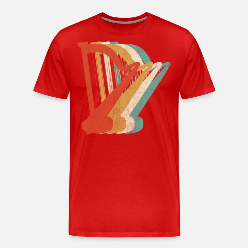 Retro Harfe Instrument - Männer Premium Bio T-Shirt - Rot