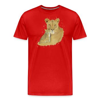 Lioness + Baby - Big Cat - Cat - Africa - Men's Premium Organic T-Shirt - red - Front - Damien (186cm)