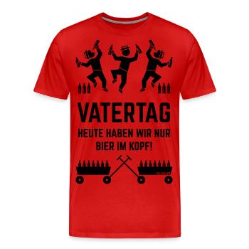 Vatertag – Bier Im Kopf (2 Bollerwagen / Black) - Männer Premium Bio T-Shirt - Rot - Vorne - Damien (186cm)