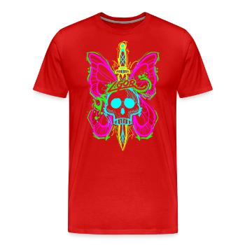 Totenkopf Schmetterling mit Dolch - Männer Premium Bio T-Shirt - Rot - Vorne - Damien (186cm)