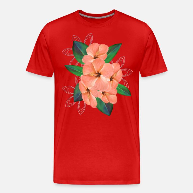 Bouquet de fleurs d’hibiscus - Bouquet - Fleurs - T-shirt bio Premium Homme - rouge