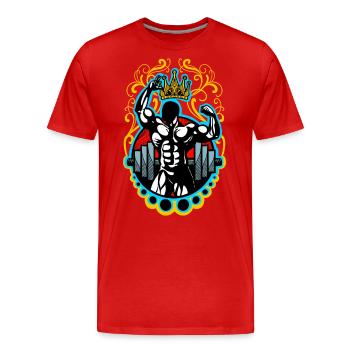 Bodybuilding Krafttraining - Männer Premium Bio T-Shirt - Rot - Vorne - Damien (186cm)