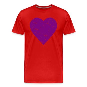 purple heart - romance - used look - Men's Premium Organic T-Shirt - red - Front - Damien (186cm)