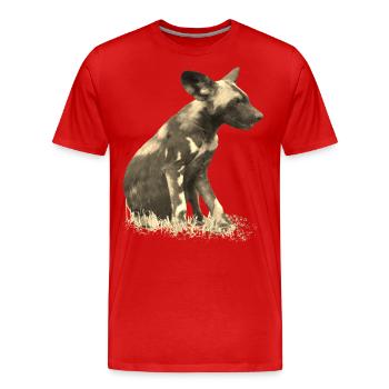 Wild dog in cuttlefish - Dog - Wild animal - Africa - Men's Premium Organic T-Shirt - red - Front - Damien (186cm)