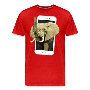 Smartphone with elephant - Elephant in Africa - Men's Premium Organic T-Shirt - red - Front - Damien (186cm)