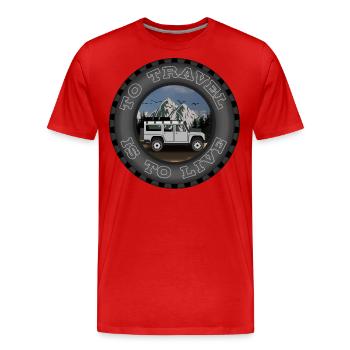 VOYAGER, C’EST VIVRE - T-shirt bio Premium Homme - rouge - Devant - Damien (186cm)