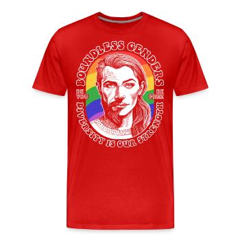 Diversity Shirt : LGBTQ et force illimitée. - T-shirt bio Premium Homme - rouge - Devant - Damien (186cm)