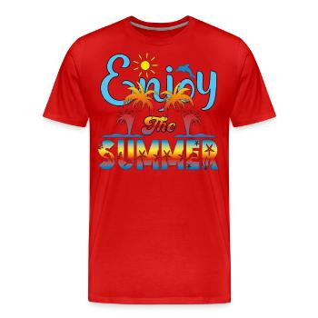 Profitez de l’été. Voyage, Vacances, Divertissement, Loisirs, - T-shirt bio Premium Homme - rouge - Devant - Damien (186cm)