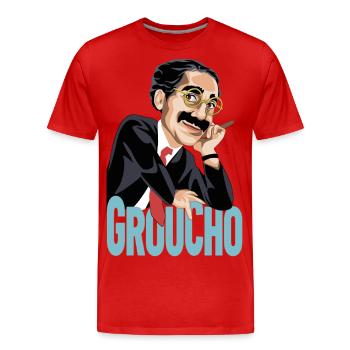 GROUCHO Der große Komiker des zwanzigsten Jahrhunderts - Männer Premium Bio T-Shirt - Rot - Vorne - Damien (186cm)