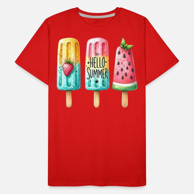 Hello Summer. Fröhliches Eis am Stiel Design, Eis, Männer Premium Bio T-Shirt