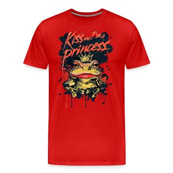 Embrasse-moi, je suis une princesse drôle de grenouille - T-shirt bio Premium Homme - rouge - Devant - Damien (186cm)
