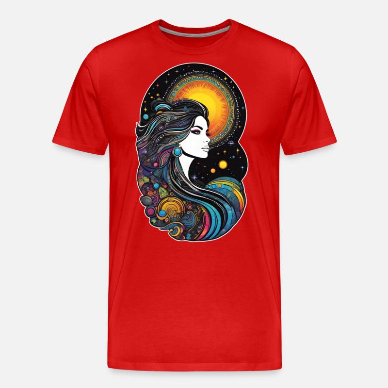 Kosmische Göttin der Schöpfung - Männer Premium Bio T-Shirt - Rot